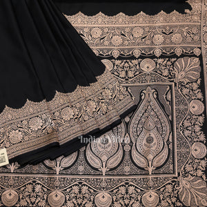 Exclusive Black Pure Soft Mashru Satin Silk Banarasi Saree