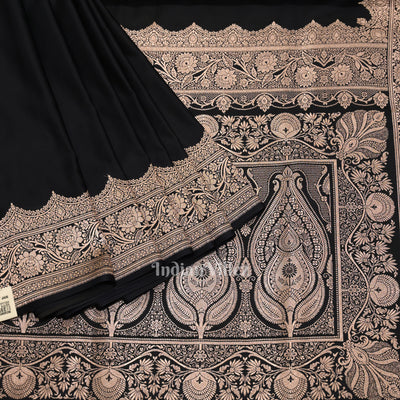 Exclusive Black Pure Soft Mashru Satin Silk Banarasi Saree