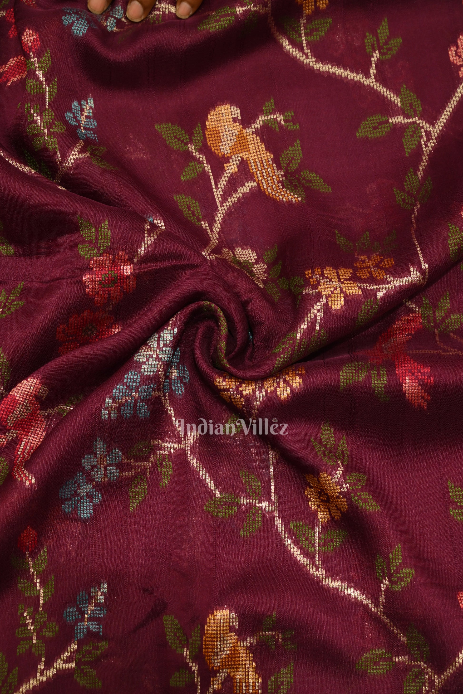 Wine Brocade Tussar Khaddi Georgette Banarasi Saree