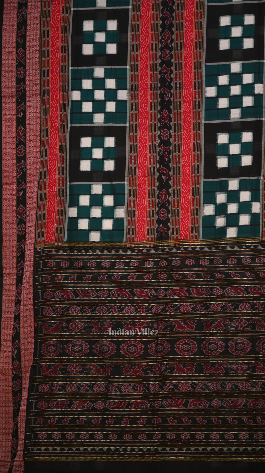 Multi Color Odisha Sambalpuri Pure Cotton  Pasapali Saree