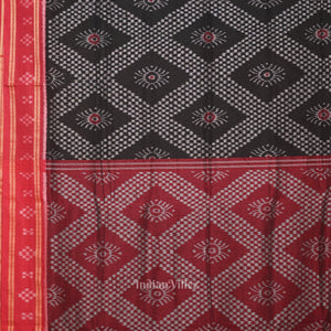 Black Red Tarabali Odisha Ikat Sambalpuri Cotton Saree