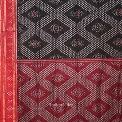 Black Red Tarabali Odisha Ikat Sambalpuri Cotton Saree