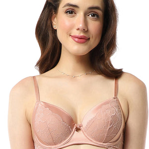 Eternal Bliss Padded Wired Demi Bra - Mellow Rose