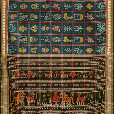 Peacock Green Nabakothi Khandua Silk Saree