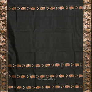 Black Handwoven Baluchari Silk Saree