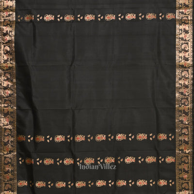 Black Handwoven Baluchari Silk Saree