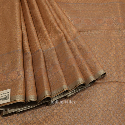 Copper With Silver Work Pure Kanjivaram Tissue Silk Saree