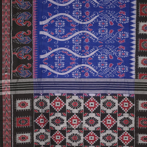 Blue Black Floral Odisha Ikat Sambalpuri Cotton Saree
