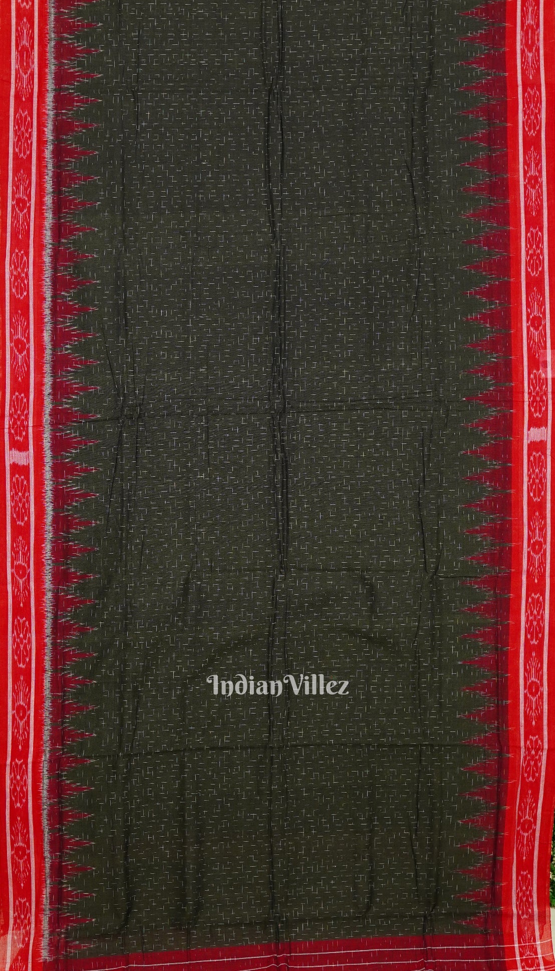 Bottle Green Maniabandha Cotton Jharana Saree