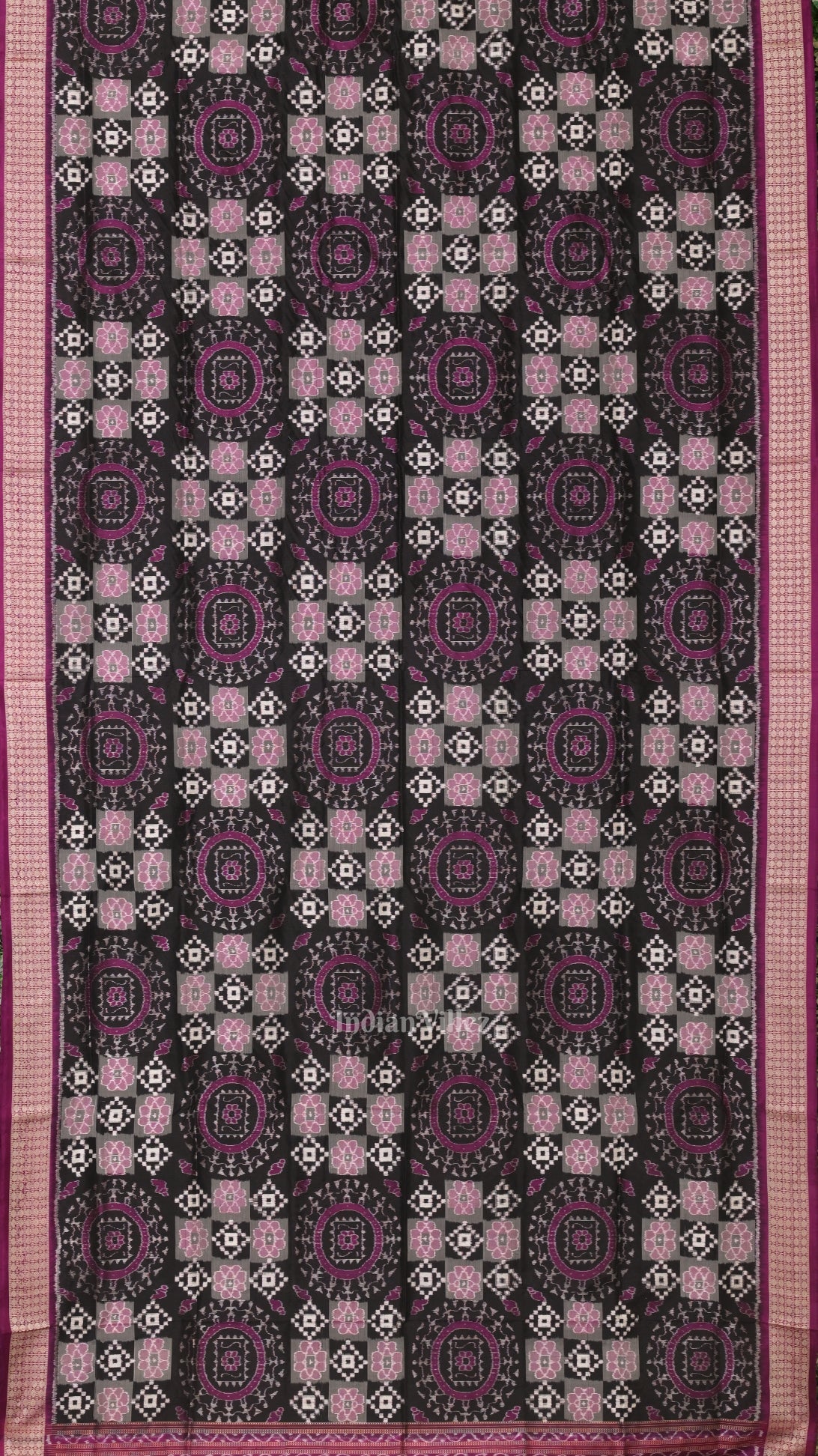 Black Purple Body Pasapali Sambalpuri Silk Saree