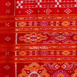 Reddish Orange Odisha Ikat Designer Contemporary Silk Saree