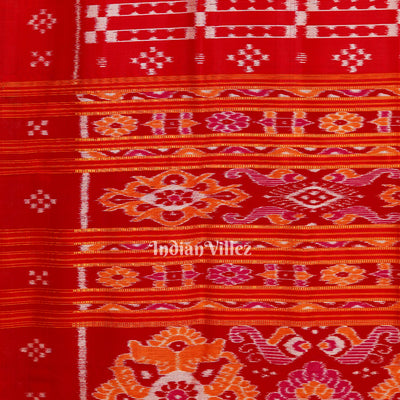 Reddish Orange Odisha Ikat Designer Contemporary Silk Saree