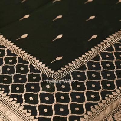 Dark Olive Green Rangkart Mashru Satin Silk Banarasi Saree