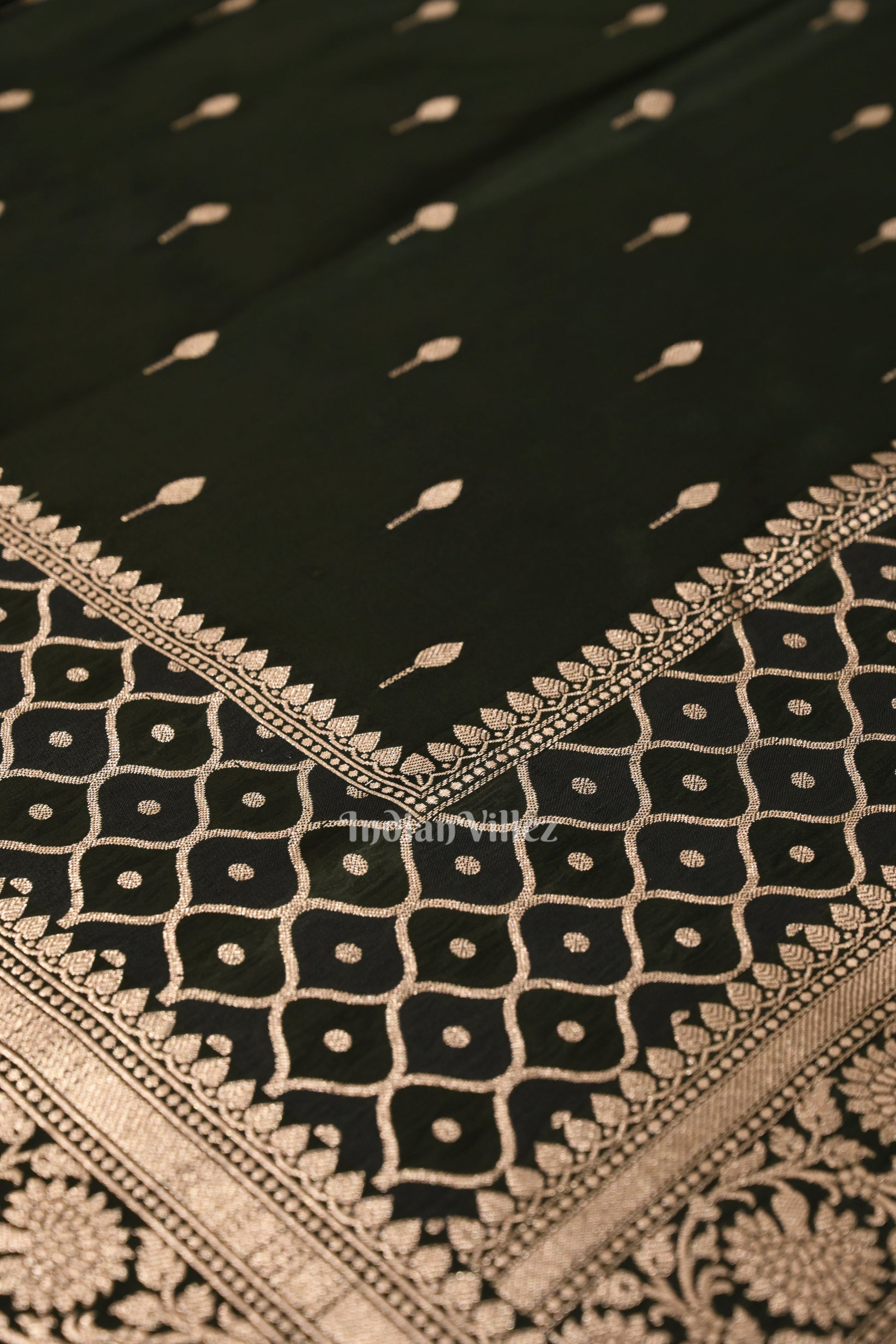 Dark Olive Green Rangkart Mashru Satin Silk Banarasi Saree