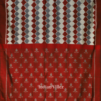 Maroon Grey Odisha Ikat Contemporary Silk Saree