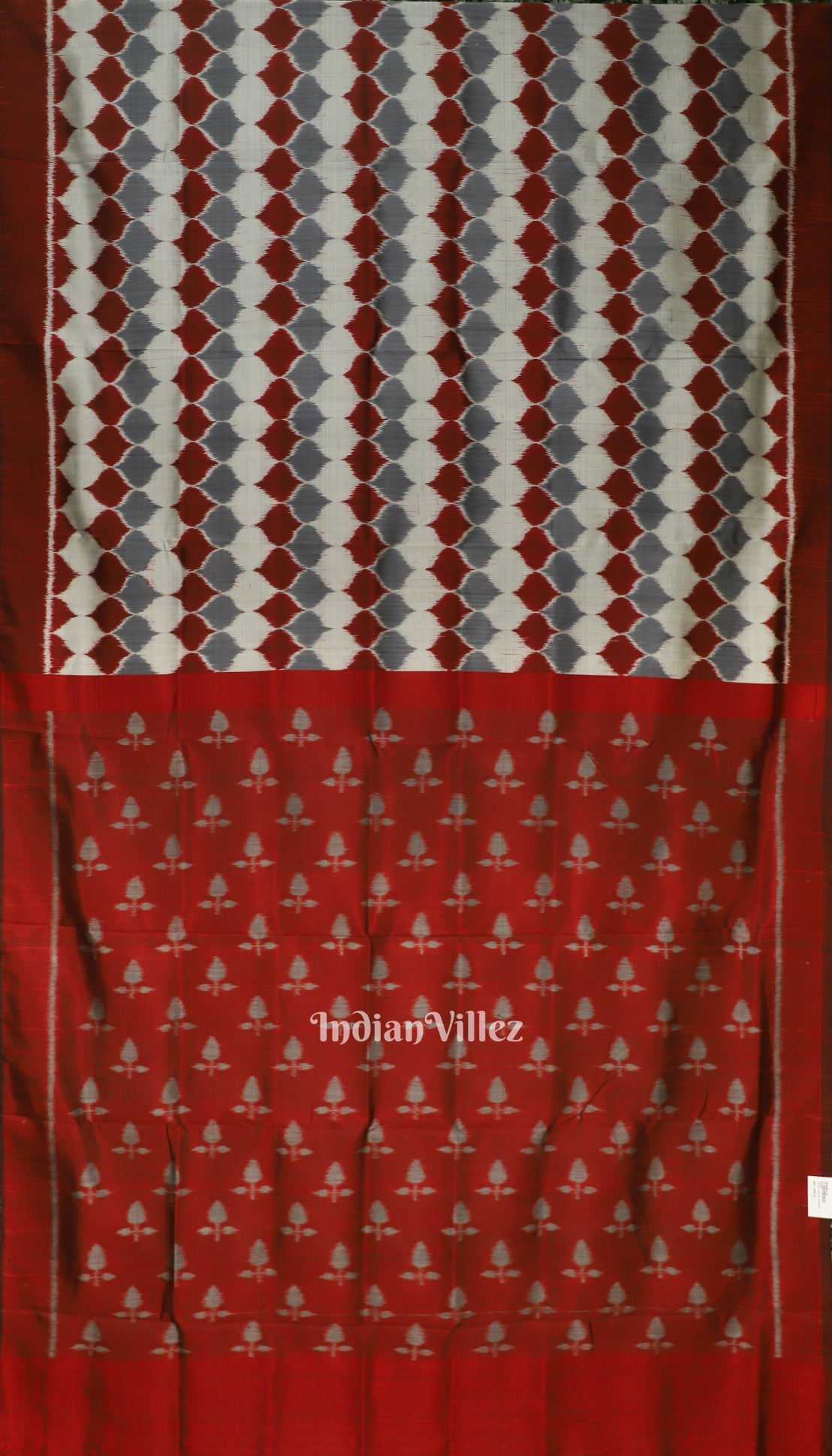 Maroon Grey Odisha Ikat Contemporary Silk Saree