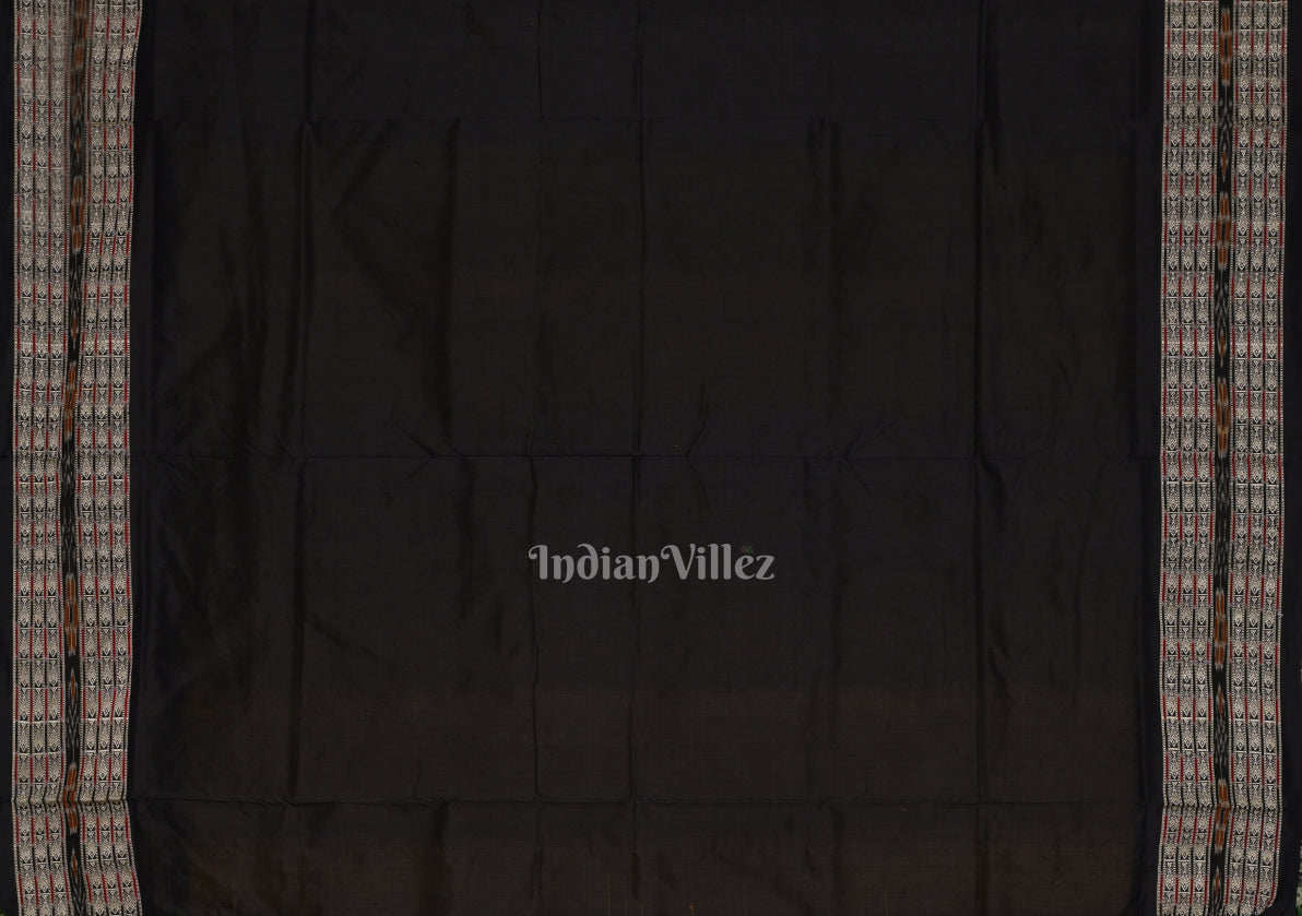 Mustard Yellow Black Checks Sachipar  Khandua Silk Saree