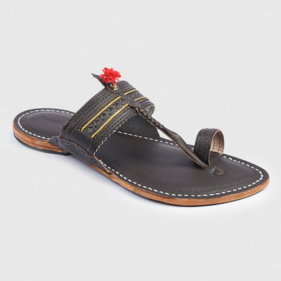 Brown Handstitched Leather Kolhapuri Men Slipper