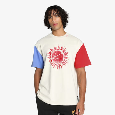 Puma | SUN BALL BASKETBALL T-SHIRT  { ALPINE SNOW/RED/BLUE