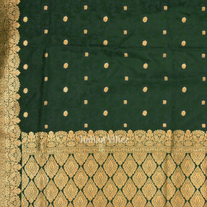 Exclusive Deep Green Soft Pure Mashru Satin Silk Banarasi Saree