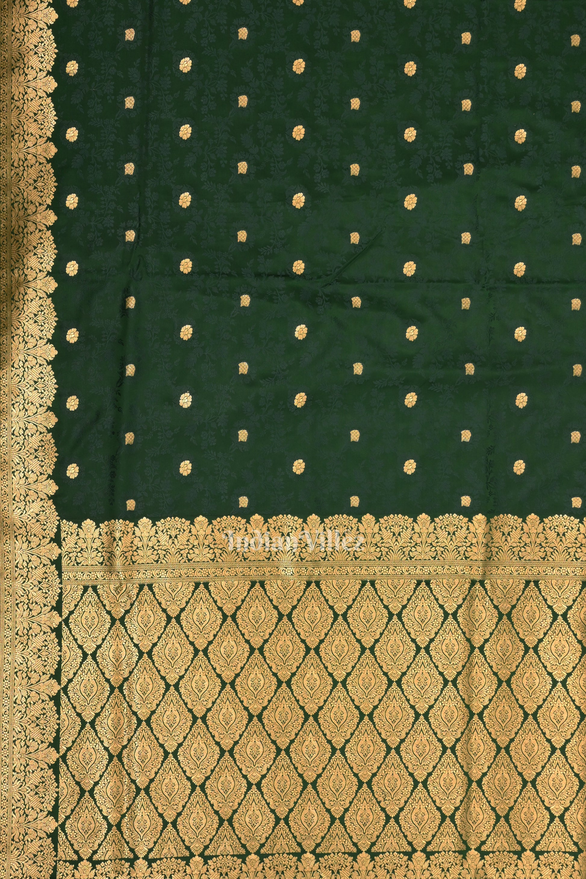 Exclusive Deep Green Soft Pure Mashru Satin Silk Banarasi Saree