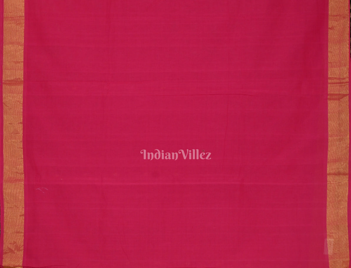 Pink Butta Design Cotton Paithani Saree