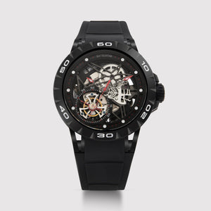 Crescent Men Automatic Black Dial Analog Silicone Watch 227-P40406