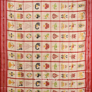 White Nabakothi Odisha Ikat Khandua Silk Saree