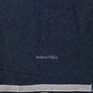 Navy Blue Parsi Gara Floral Motif Hand Embroidered Saree