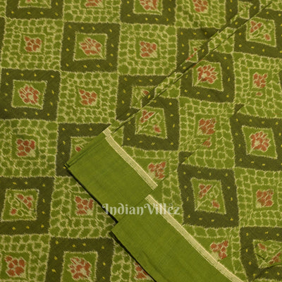 Mehendi Green Sambalpuri Ikat Cotton Fabric