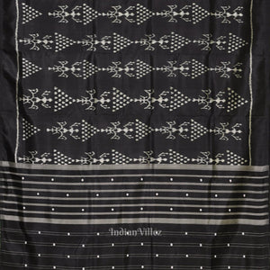 Black Tribal Jhoti Theme Contemporary Designer Silk Saree