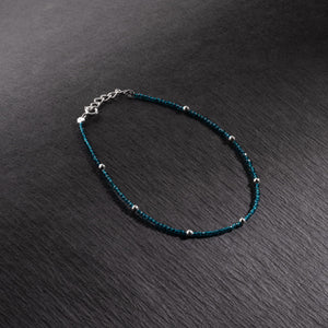 Real Silver and teal beads anklets for women