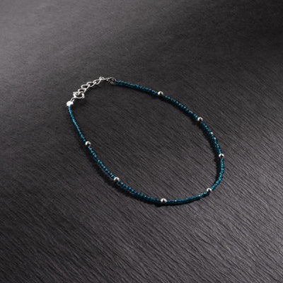Real Silver and teal beads anklets for women