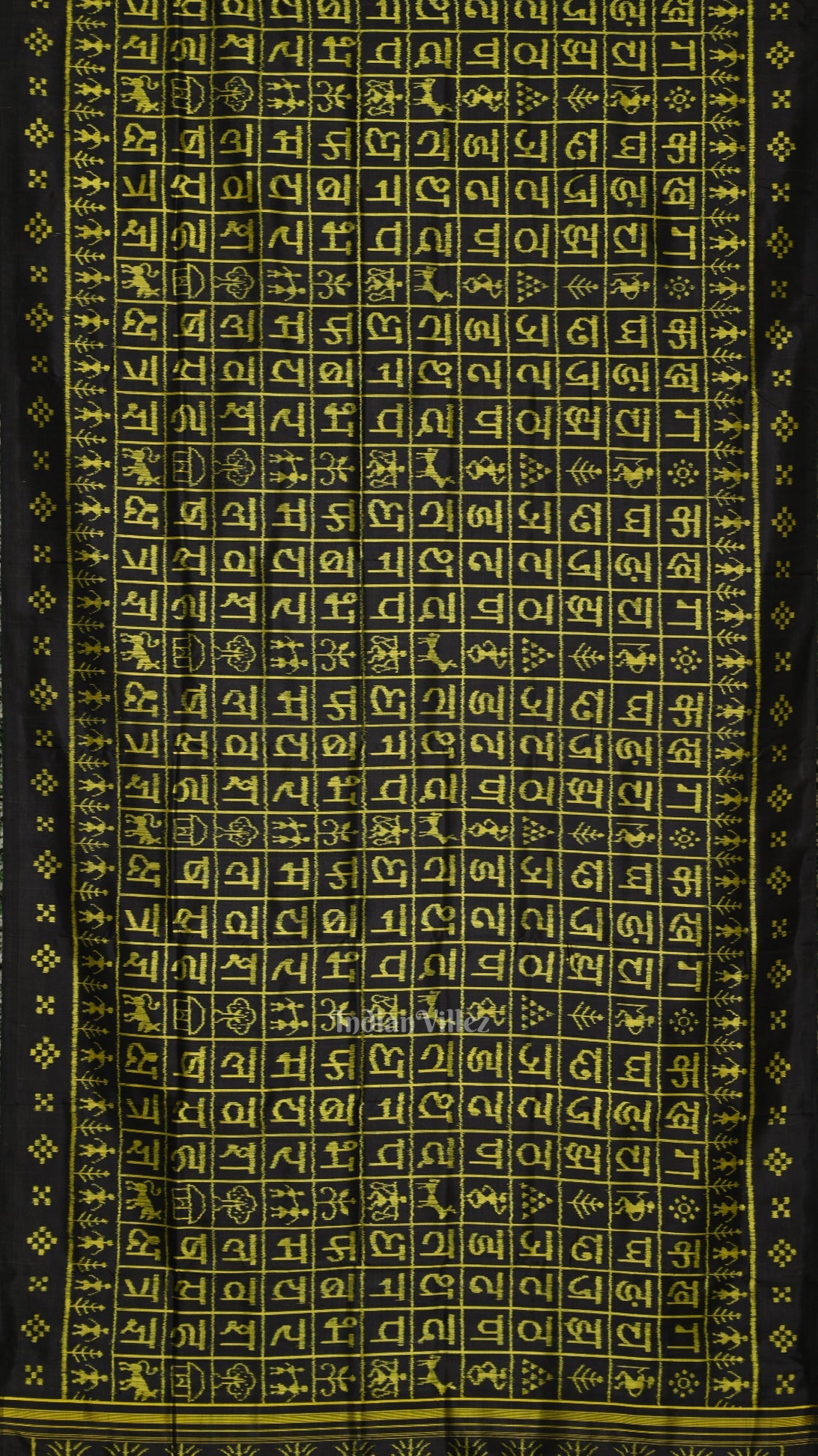 Black Hindi Varnamala Contemporary Designer Silk Saree