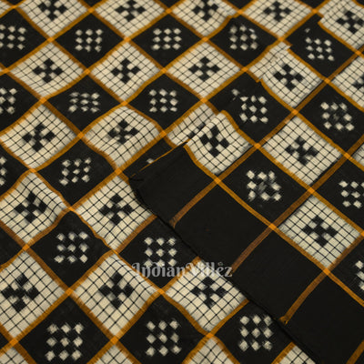 Black White Pasapalli Motif Odisha Ikat Sambalpuri Cotton Fabric