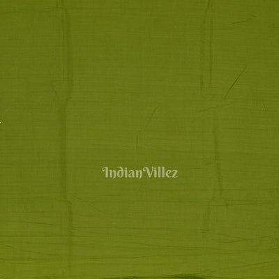 Mehndi Green Krishna Rasa Leela & Lotus Theme Pattachitra Saree