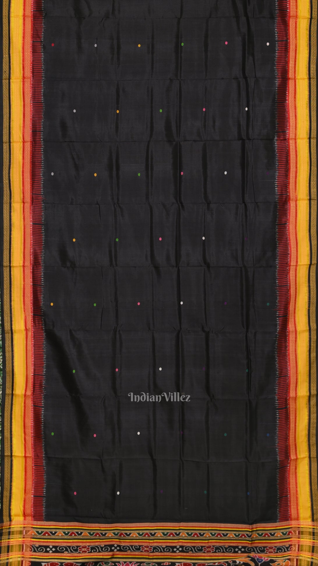 Black Kathiphera Odisha Ikat Khandua Silk Saree