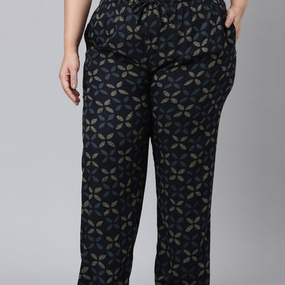 Women Printed Navys Woven Viscose Lounge Pants