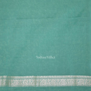 Aqua Blue Pure Khaddi Chiffon Banarasi Saree