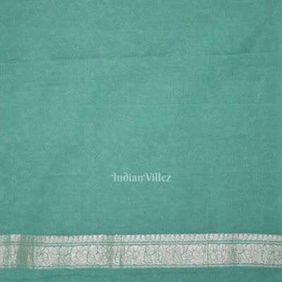 Aqua Blue Pure Khaddi Chiffon Banarasi Saree