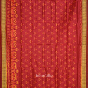 Blood Red Diwali Theme Odisha Handloom Sambalpuri Silk Saree