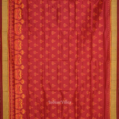 Blood Red Diwali Theme Odisha Handloom Sambalpuri Silk Saree