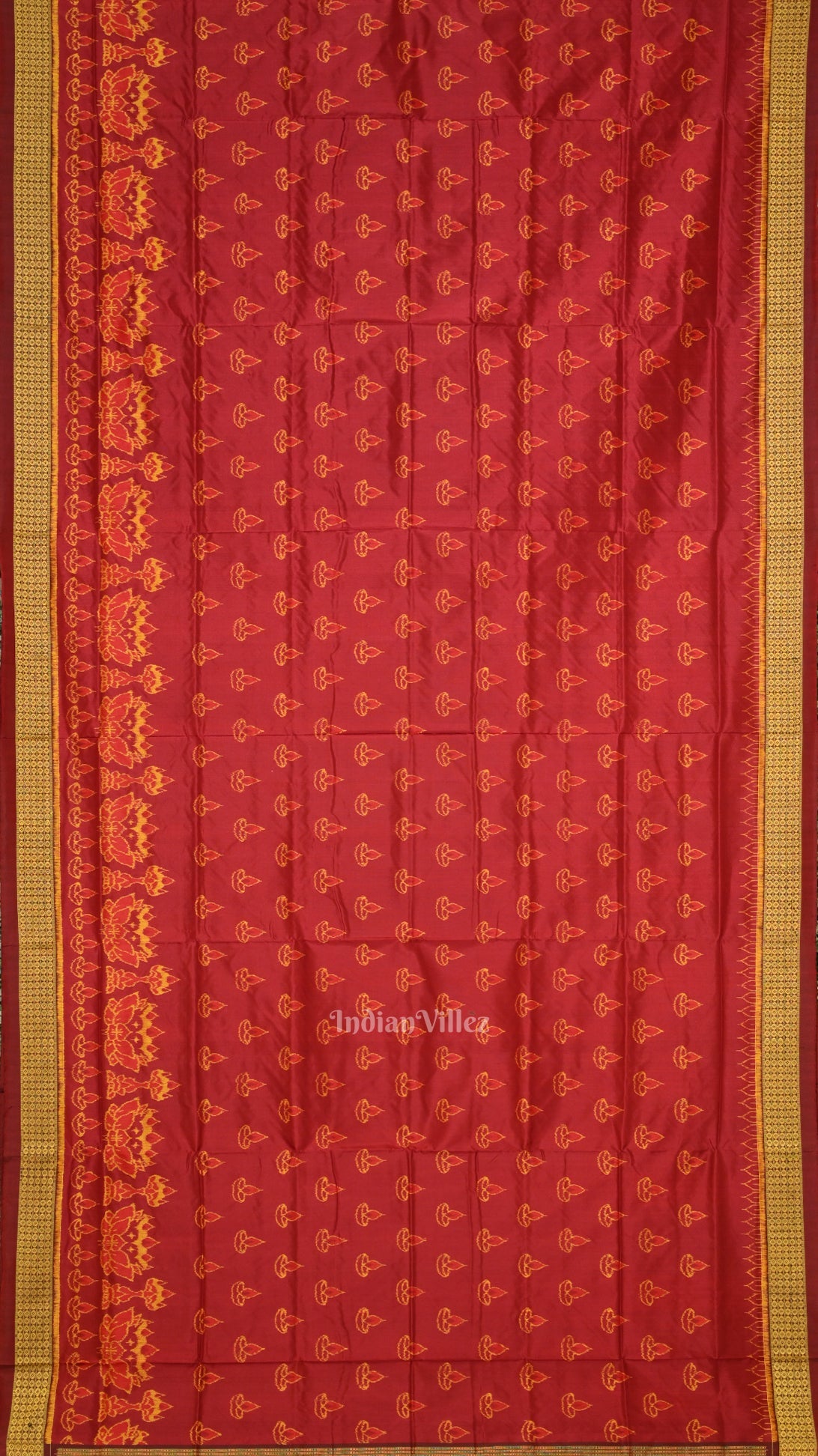 Blood Red Diwali Theme Odisha Handloom Sambalpuri Silk Saree