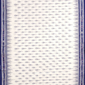 White Blue Mayur Chandrika Maniabandha Cotton Saree