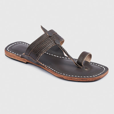 Brown Handstitched Leather Kolhapuri Women Slipper