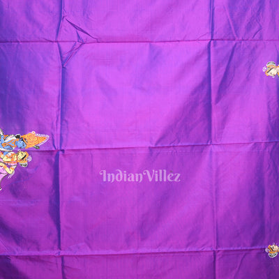 Purple Dual Tone Kandarpa Rath Hand-painted Pattachitra Saree