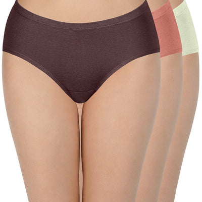 100% Cotton Hipster Panty Pack (Pack of 3) - D012 - Solid
