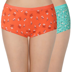 Printed Low Rise Assorted Boyshorts (Pack of 2 Colors & Prints May Vary)