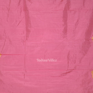 Baby Pink Konark Chakra & Dancer Theme Hand-Painted Pattachitra Saree