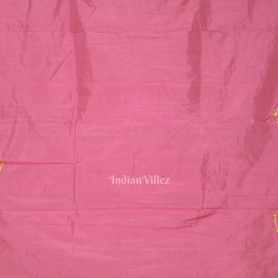 Baby Pink Konark Chakra & Dancer Theme Hand-Painted Pattachitra Saree